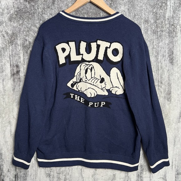 Disney Other - Disney Pluto Pup Cardigan Sweater Men's XL Our Universe 95th Anniversary Blue
